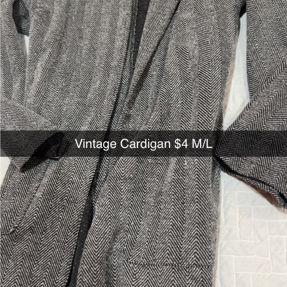 Gray Herringbone Cardigan